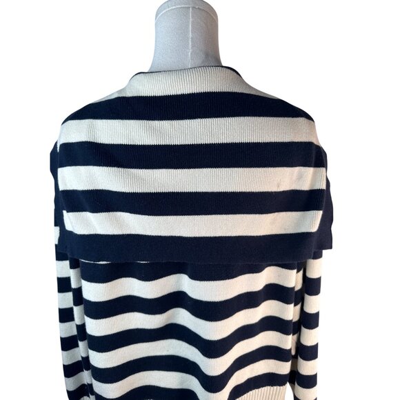 2/$30 ZARA Striped Small Knit Sweater Navy & Cream - Picture 8 of 13
